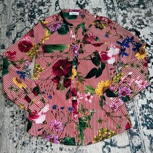 Desigual Multicolor Floral Striped Shirt